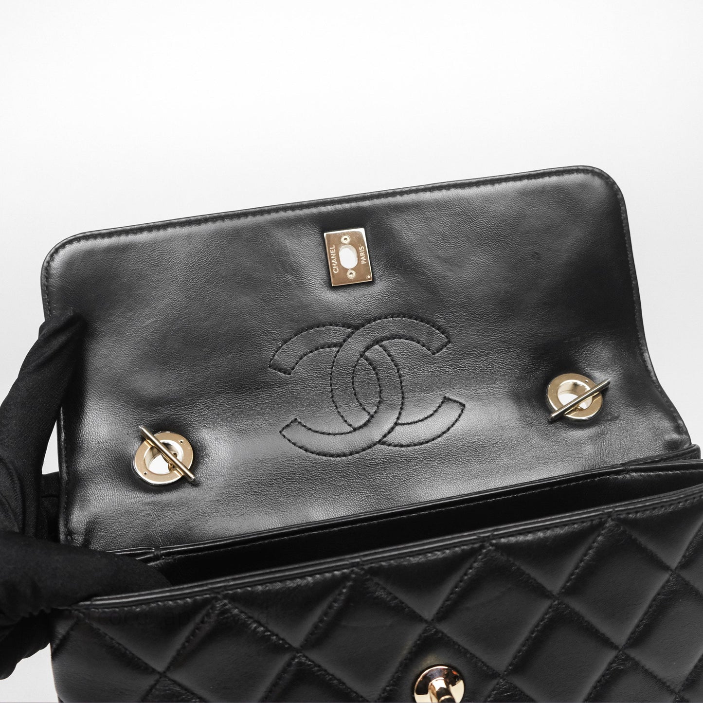 Chanel Medium Trendy CC Flap Bag Lambskin Black Aged Hardware