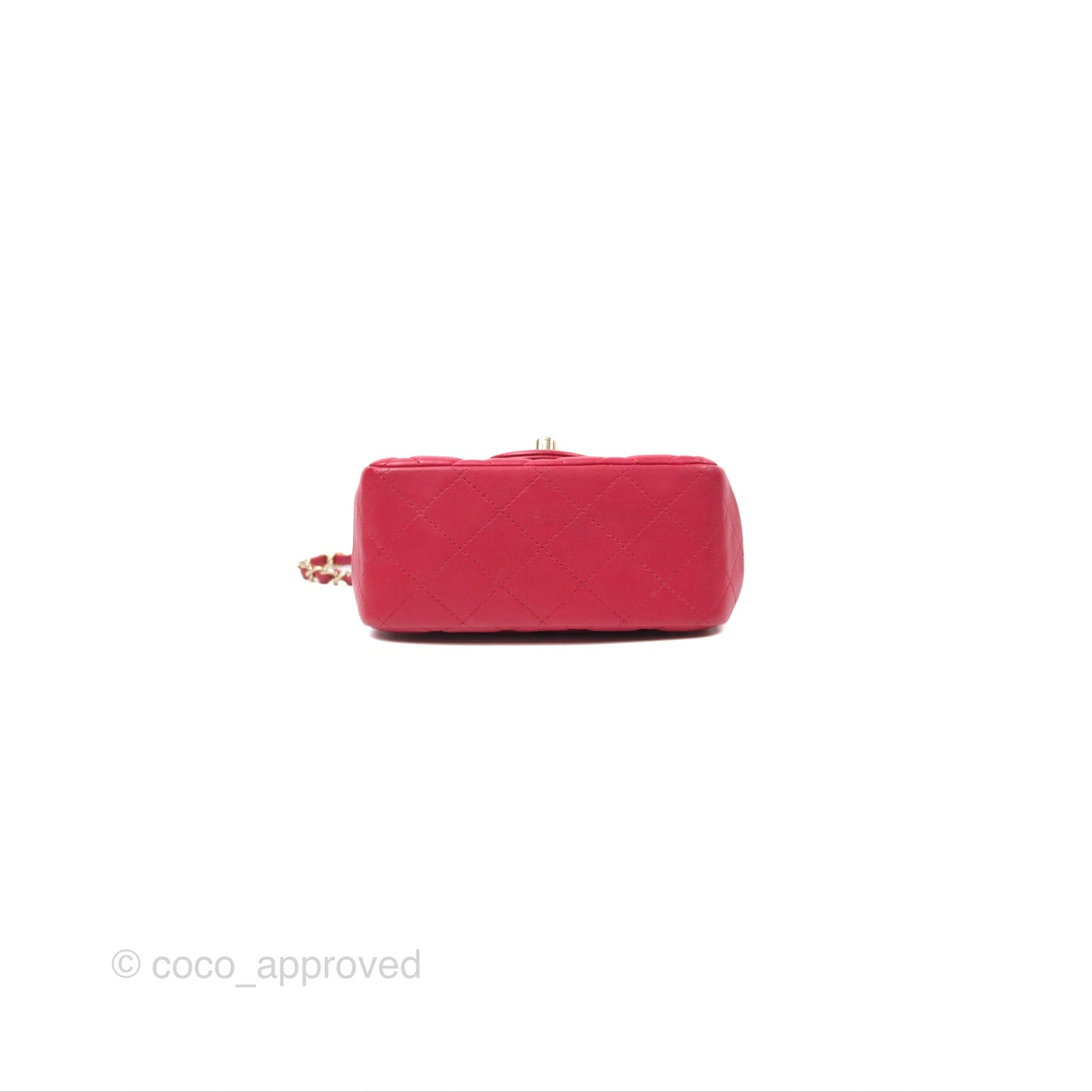 Chanel Mini Square Flap Red Lambskin Light Gold Hardware
