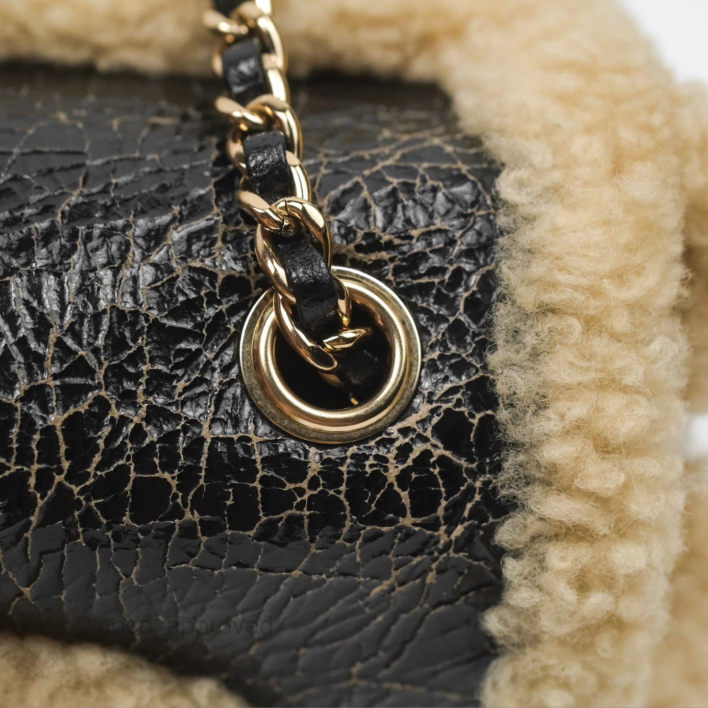 Chanel Mania CC Shearling Flap Bag Black Crumpled Glazed Sheepskin