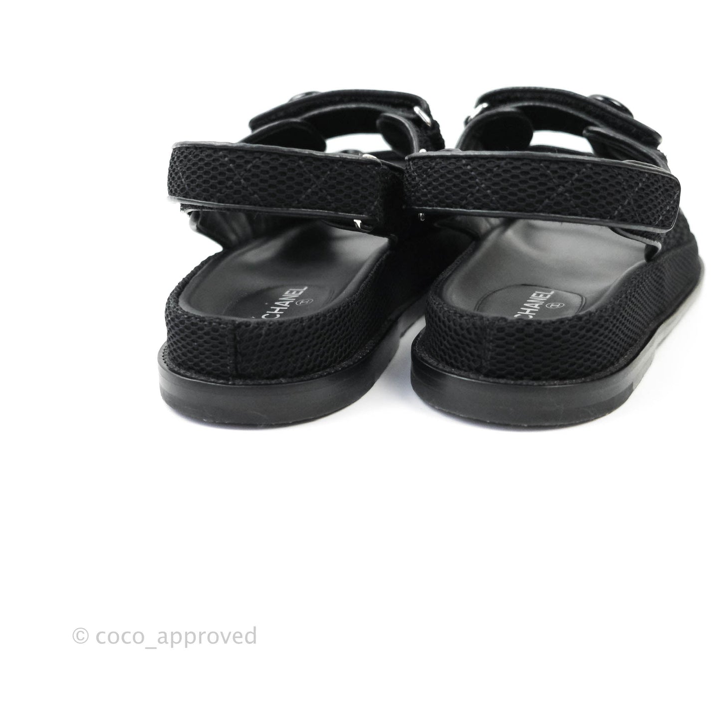 Chanel CC Black Fabric Slide Strap Flat Dad Sandals 21C