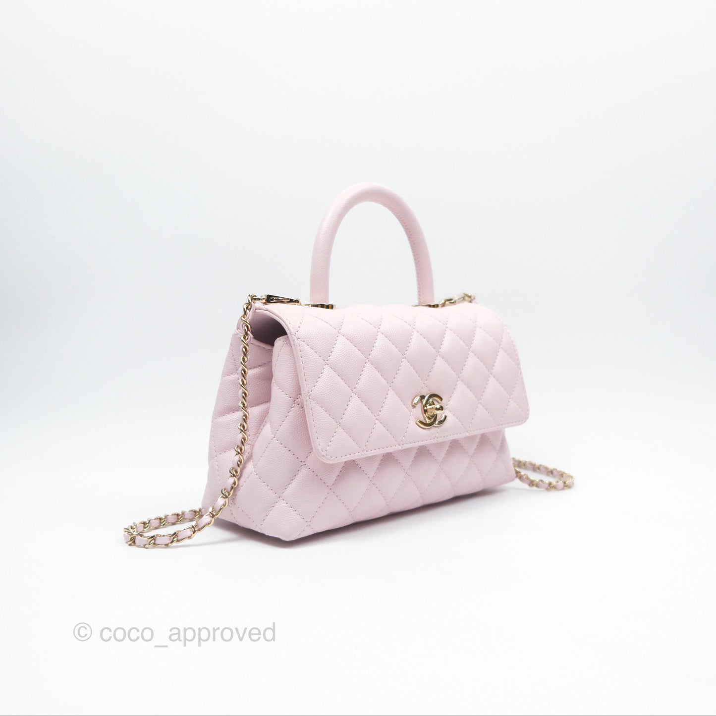 Chanel Small Coco Handle Light Pink Caviar Gold Hardware