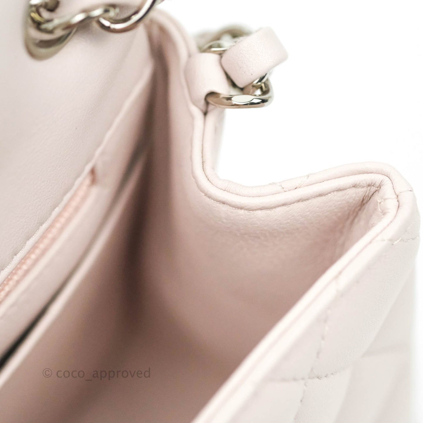 Chanel Quilted Mini Square Light Lilac Pink Lambskin Silver Hardware