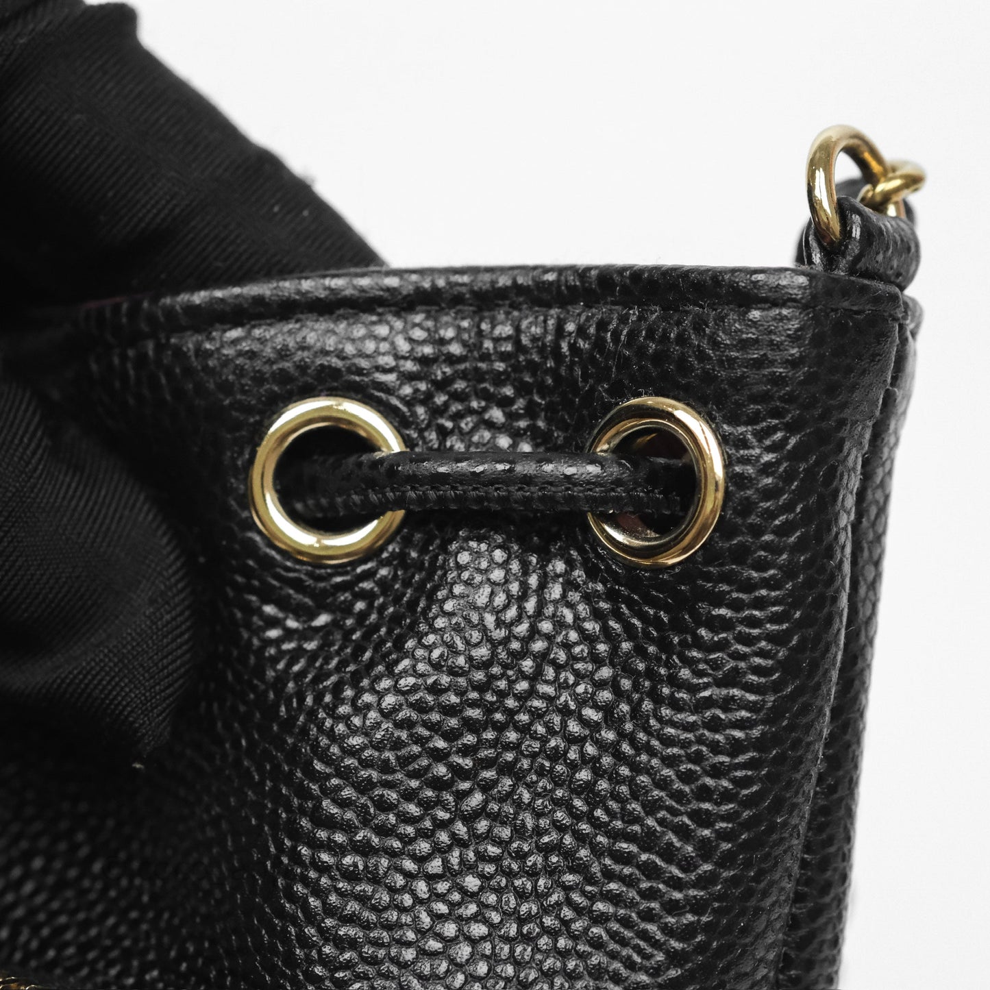 Chanel Mini Pocket Bucket Bag Black Caviar Gold Hardware