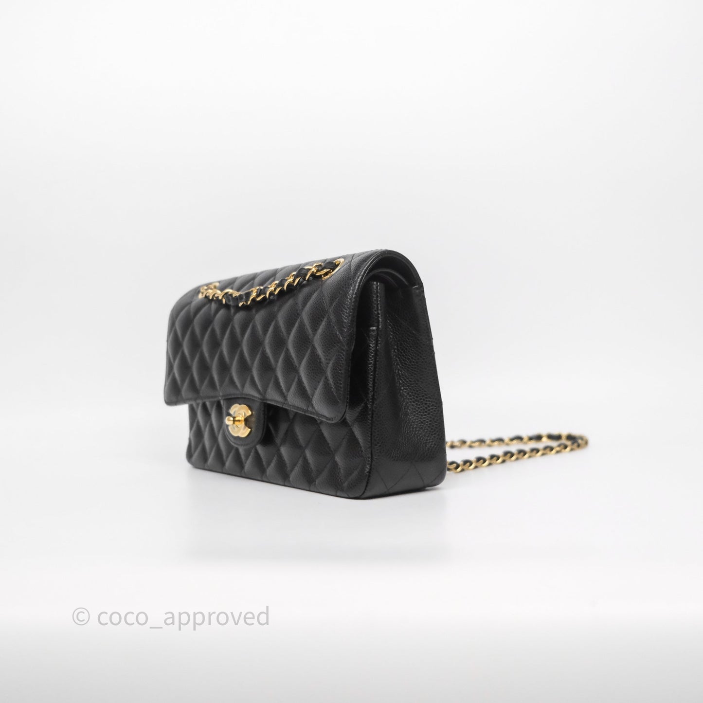 Chanel Classic M/L Medium Flap Quilted Black Caviar Gold Hardware