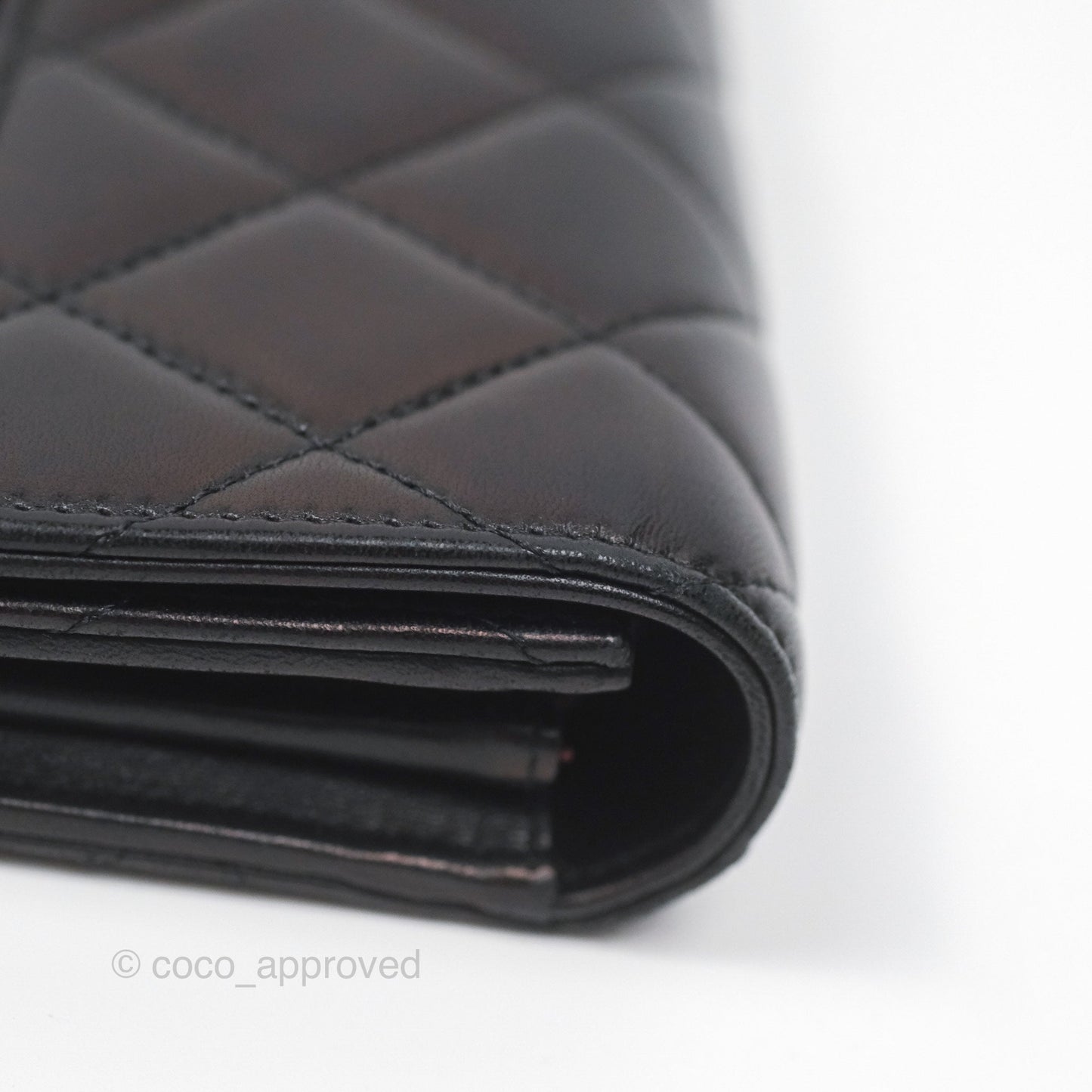 Chanel Quilted Classic Zip Long Wallet Black Lambskin Silver Hardware