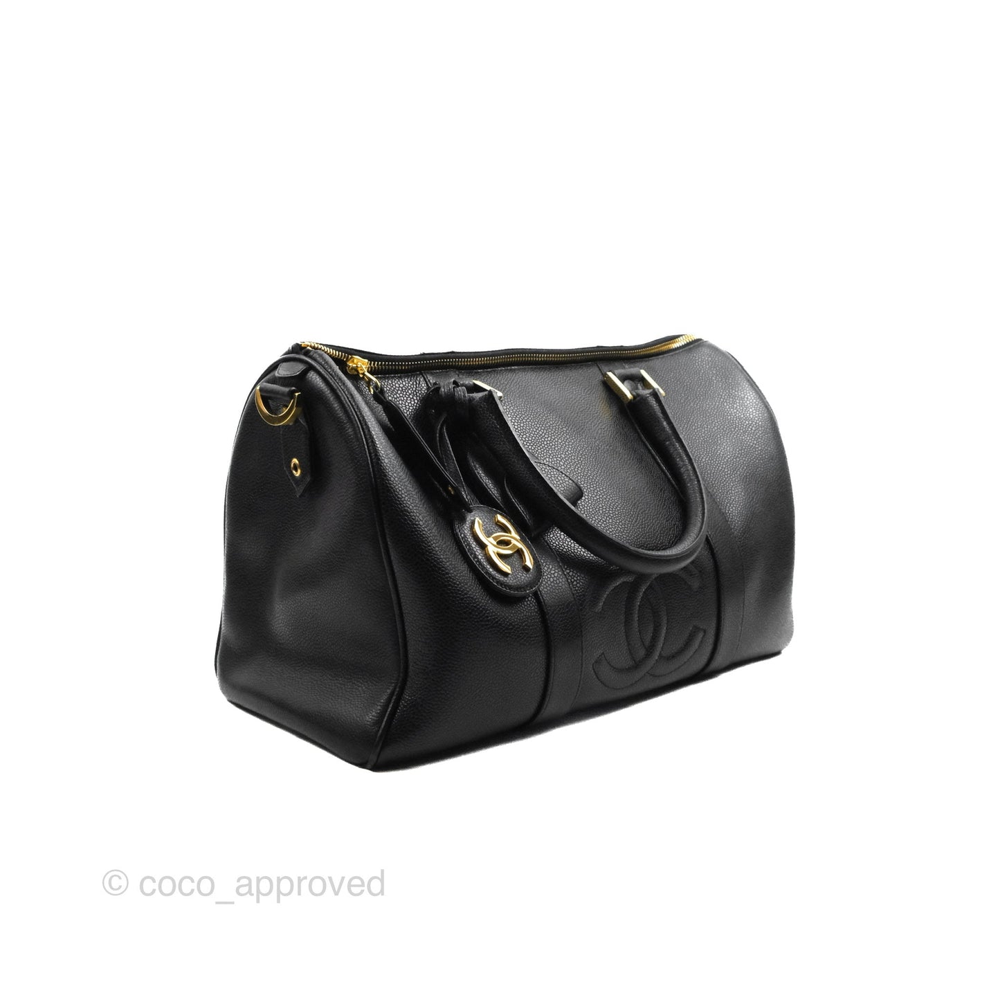 Chanel Vintage Boston Bag Black Caviar Gold Hardware