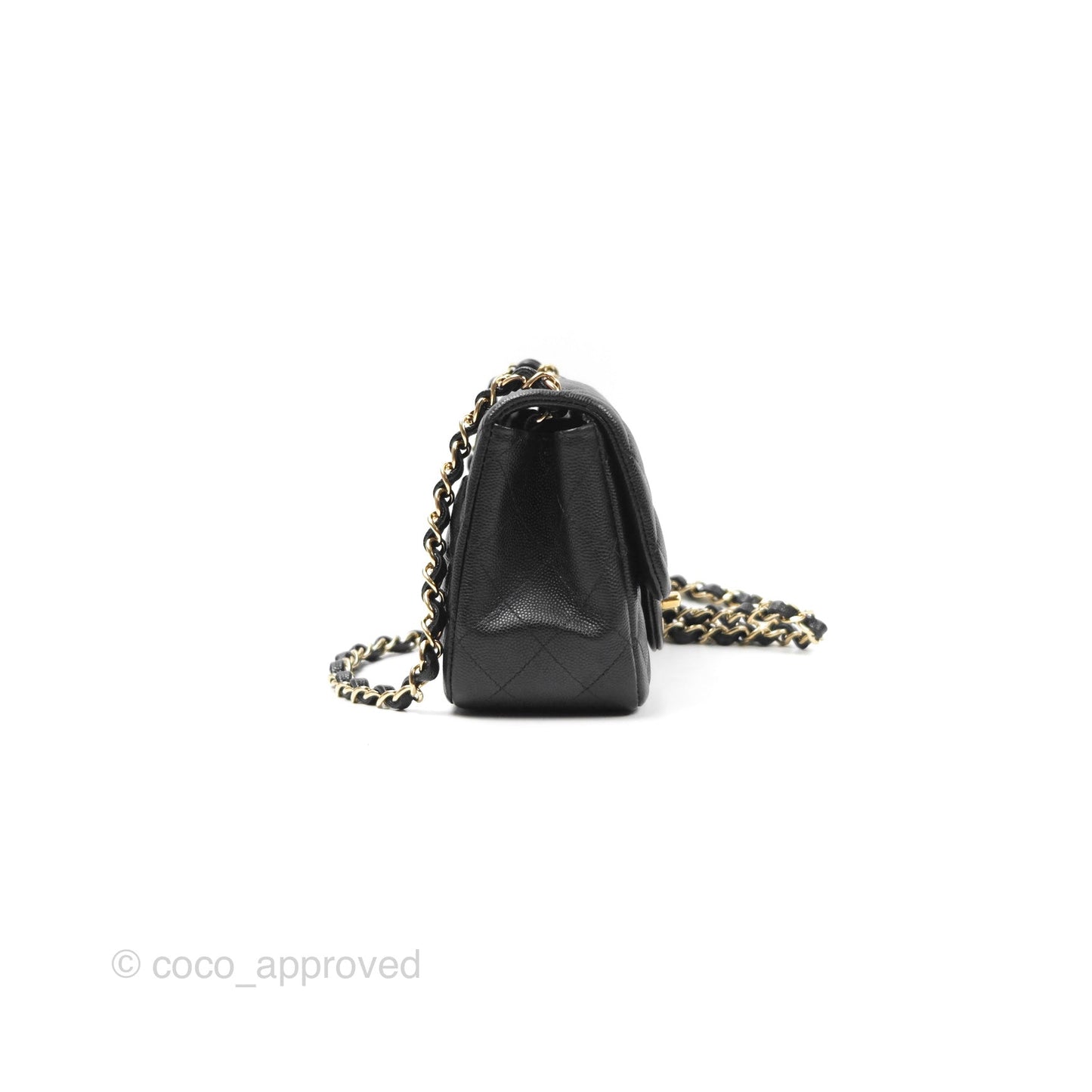 Chanel Quilted Mini Square Flap Black Caviar Gold Hardware