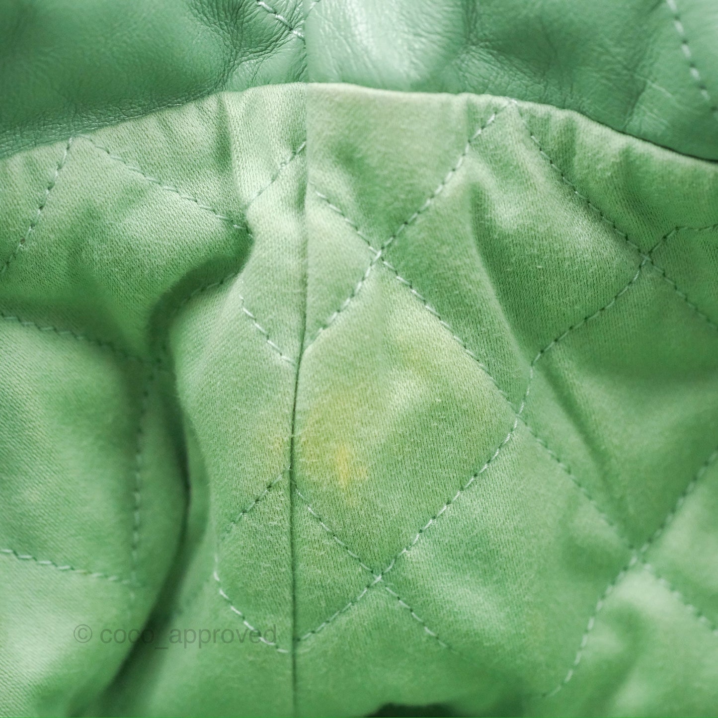 Chanel 22 Small Mint Green Shiny Calfskin Aged Gold Hardware