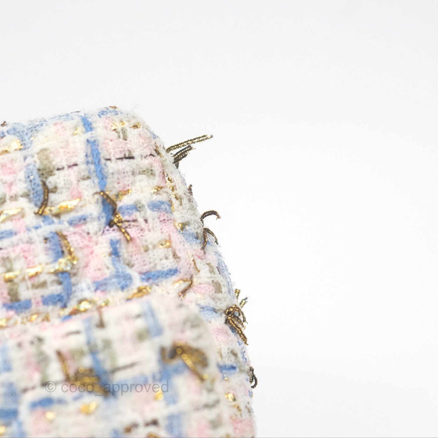 Chanel Mini Rectangular Flap Pink/ Blue/ Gold Tweed Gold Hardware