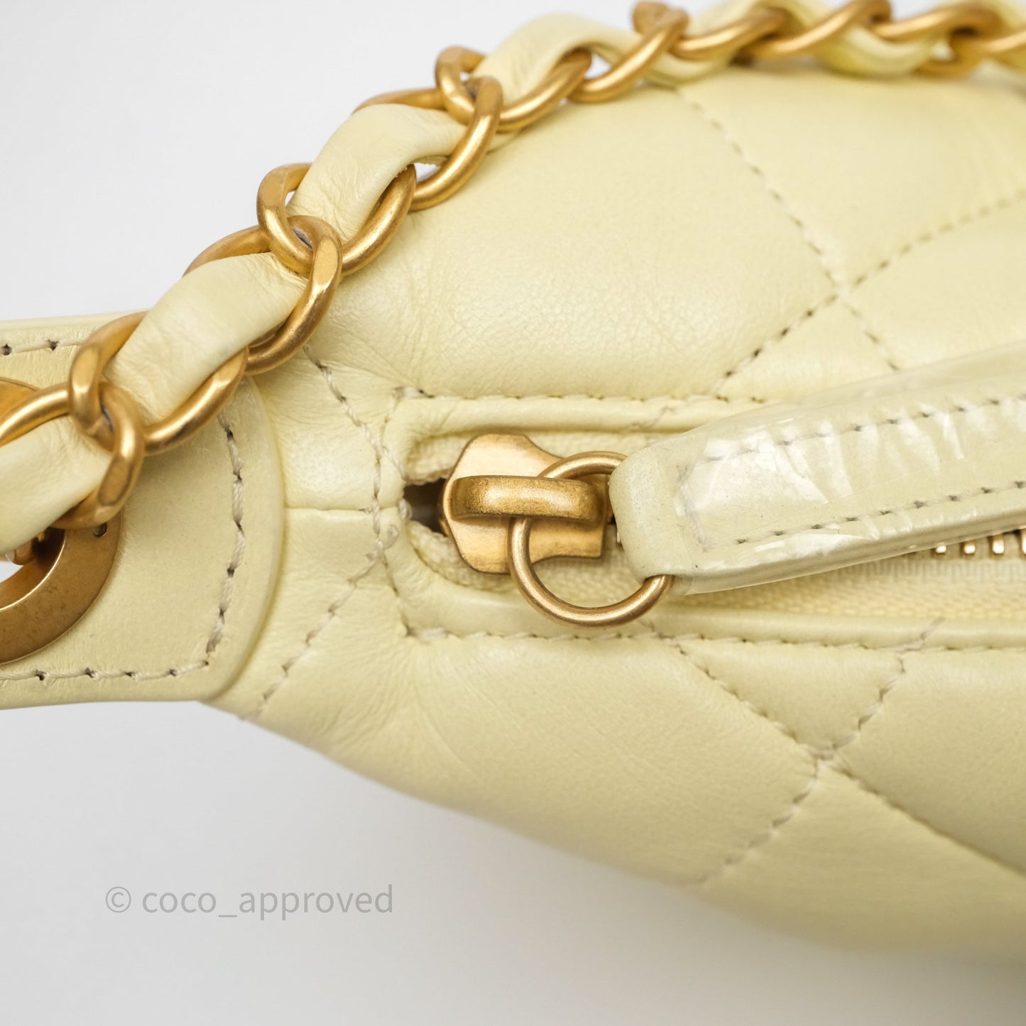 Chanel Large Hobo with Chain Light Yellow Lambskin Aged Gold Hardware 25S