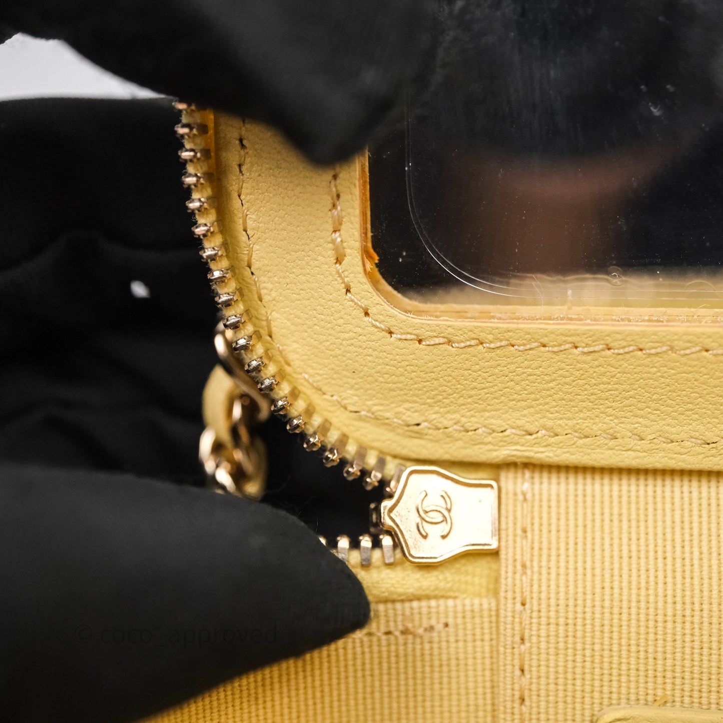 Chanel Mini Top Handle Vanity With Chain Yellow Lambskin Gold Hardware