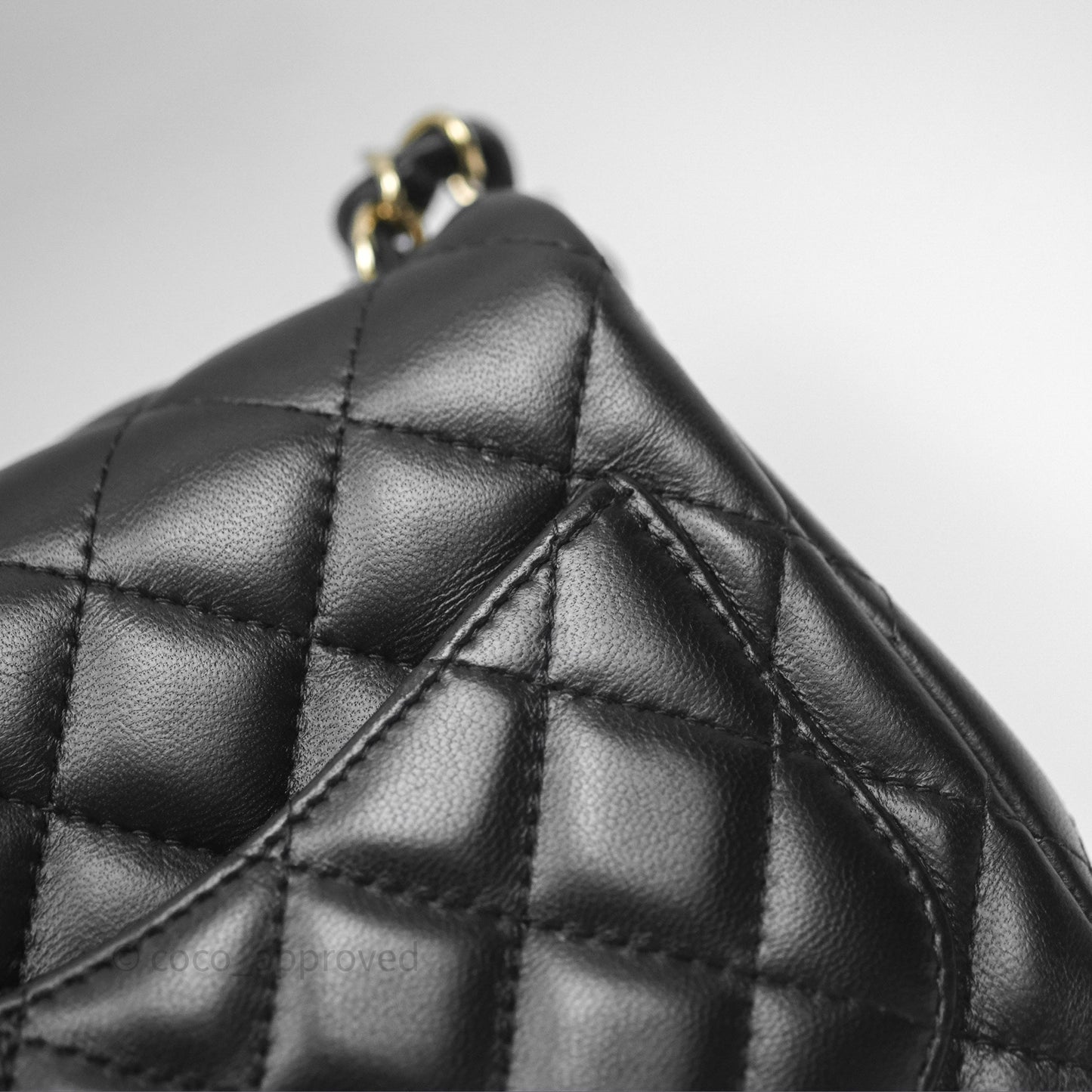 Chanel Mini Square Flap Quilted Black Lambskin Gold Hardware