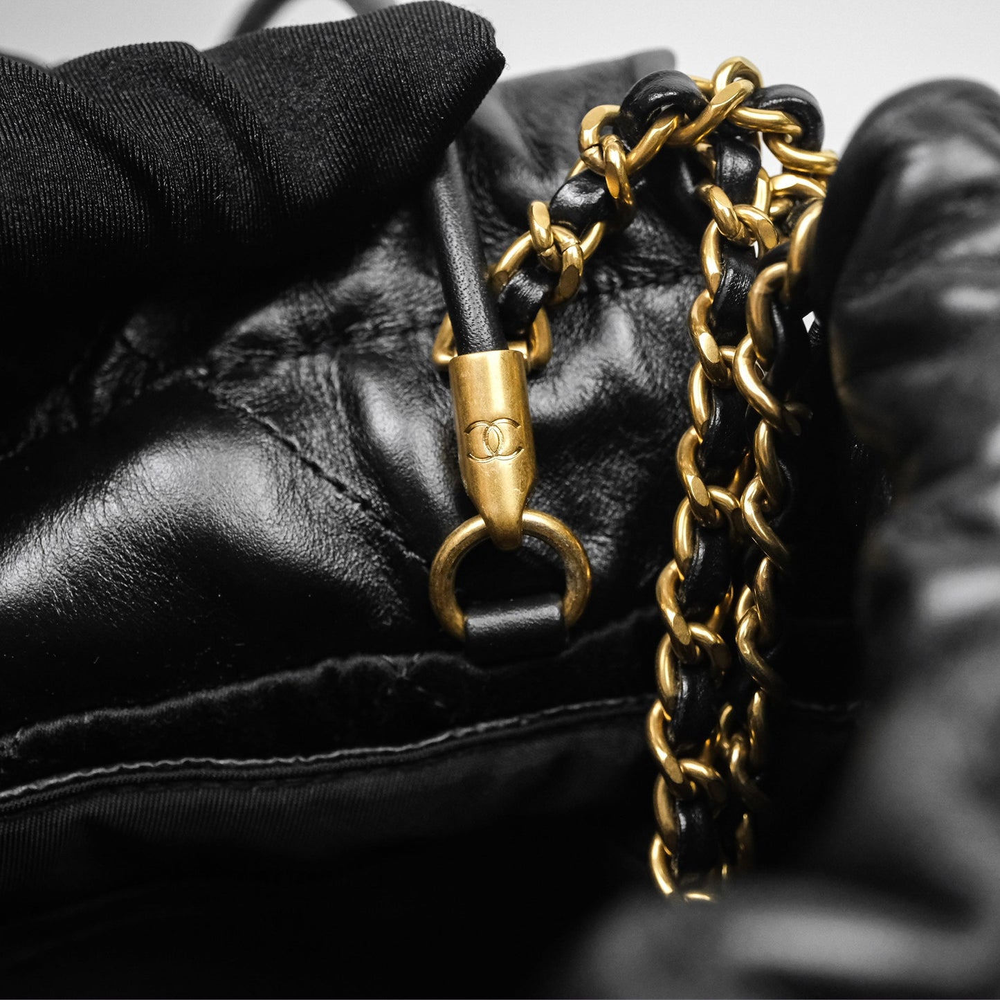 Chanel 22 Mini Bag Black Crumpled Calfskin Aged Gold Hardware
