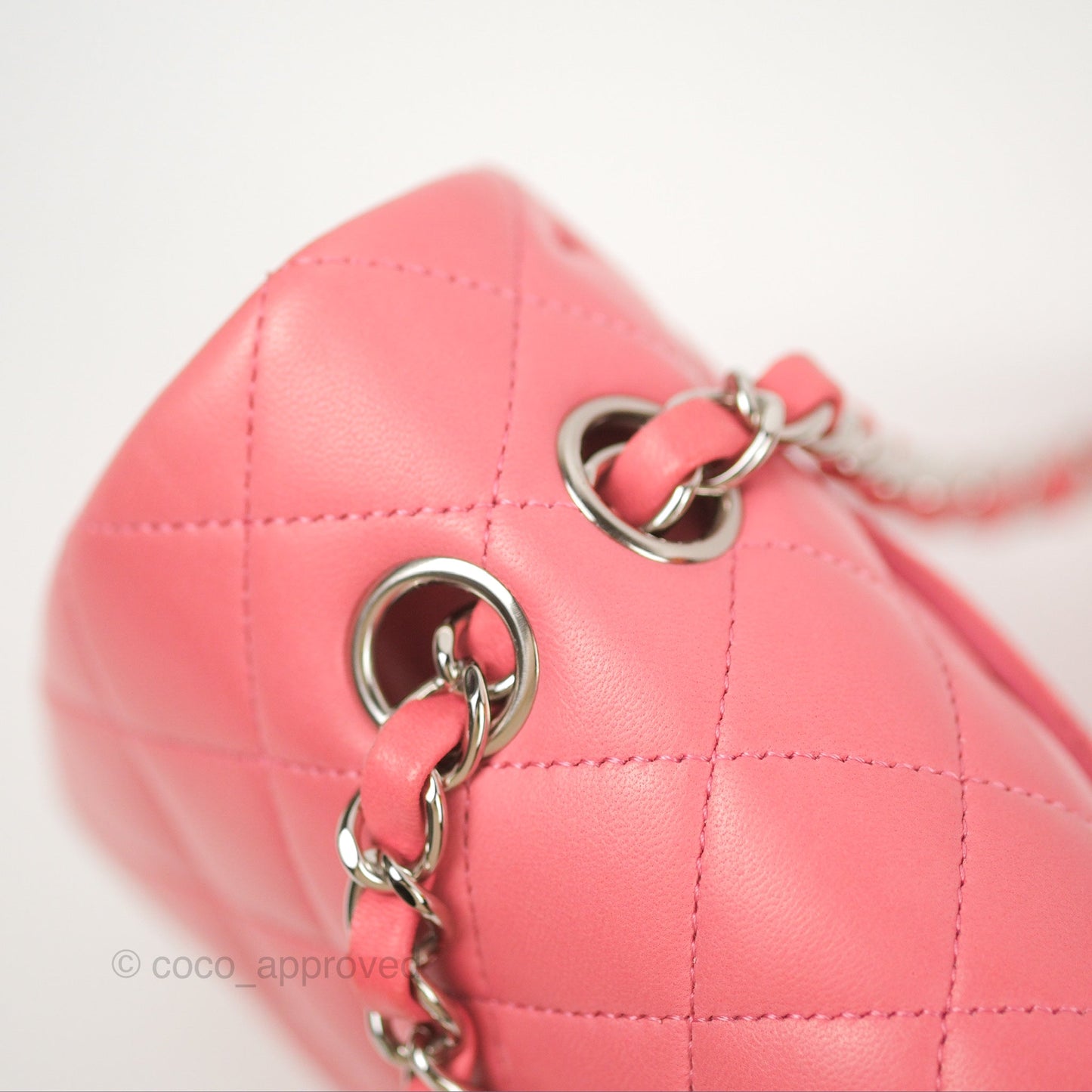 Chanel Classic M/L Medium Flap Quilted Pink Lambskin Silver Hardware