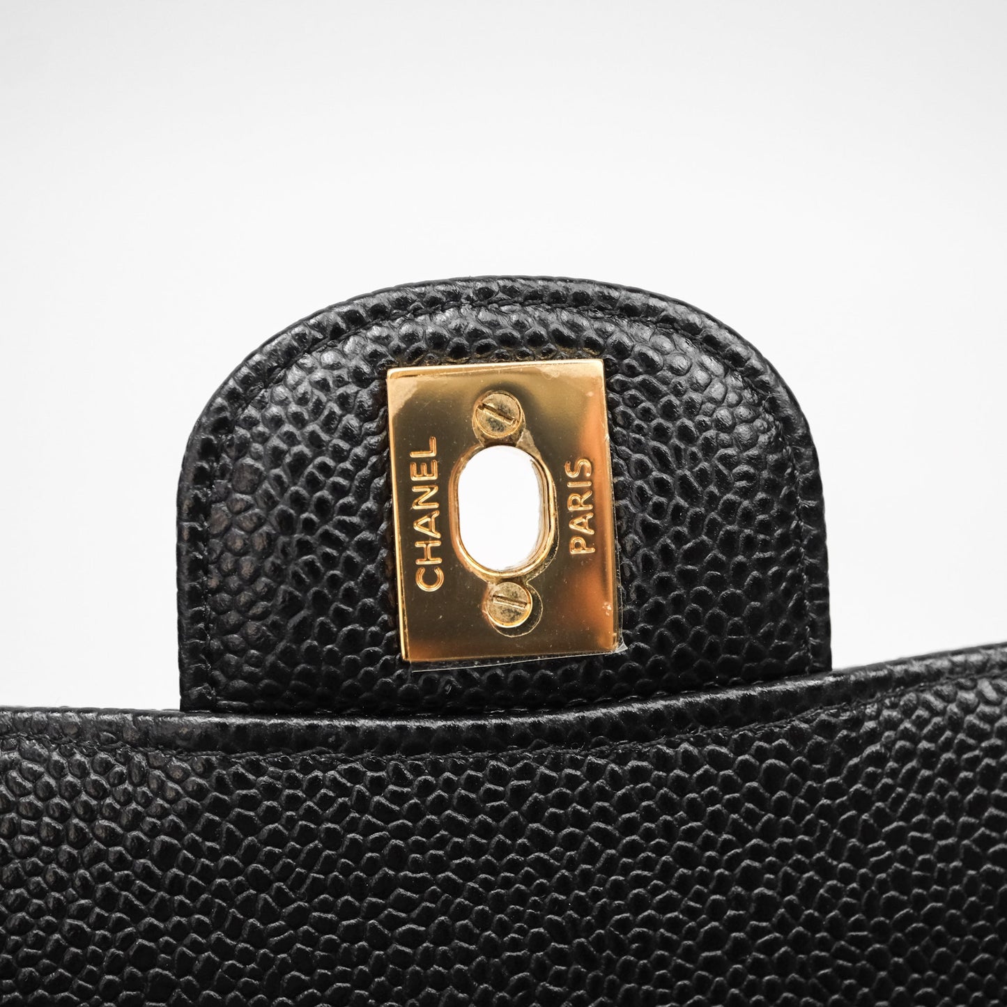 Chanel Classic M/L Medium Flap Quilted Black Caviar Gold Hardware