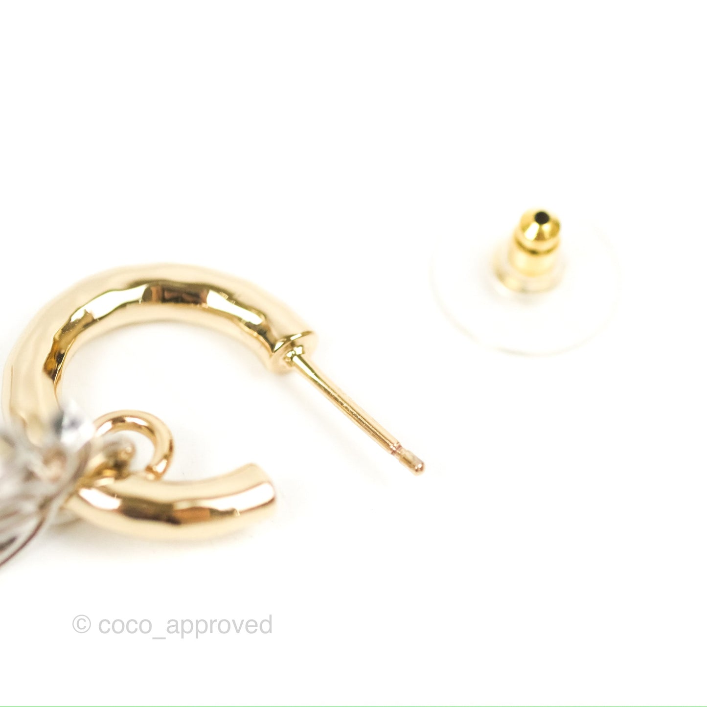 Chanel CC Hoop Logo Crystal Earrings