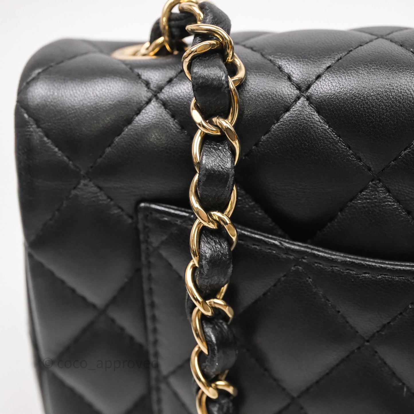 Chanel Mini Rectangular Flap Quilted Black Lambskin Gold Hardware
