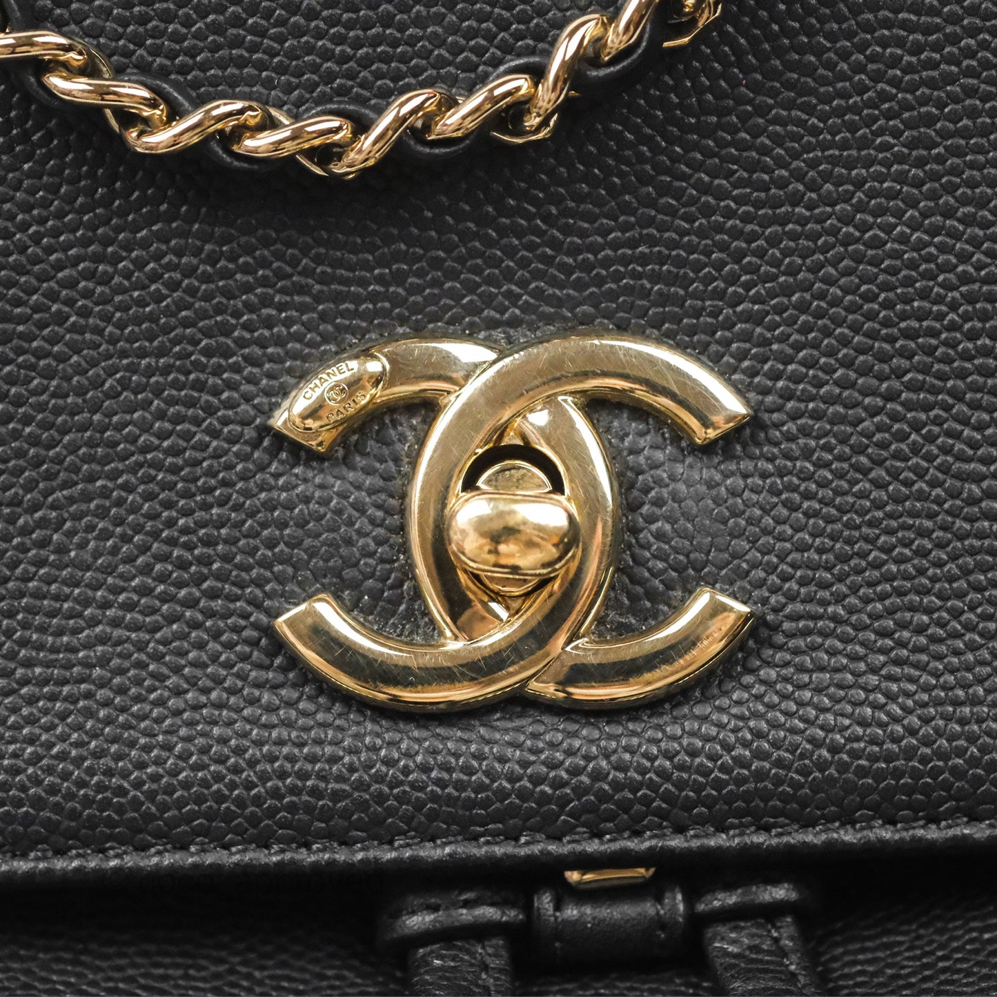 Chanel Quilted Business Affinity Backpack Black Caviar Gold Hardware