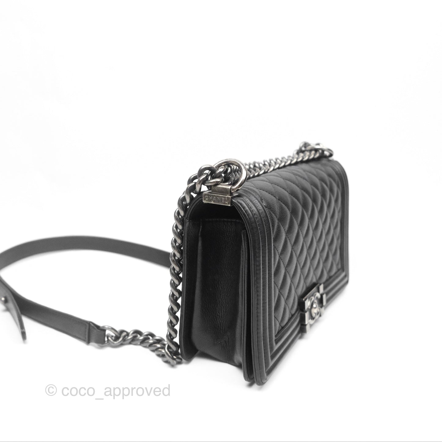 Chanel Medium Boy Quilted Black Calfskin Ruthenium Hardware