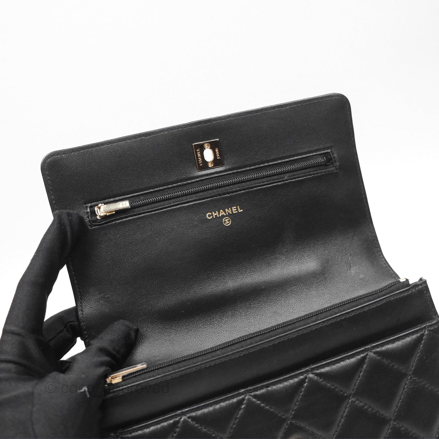 Chanel Camellia Handle WOC with Chain Black Lambskin 23K