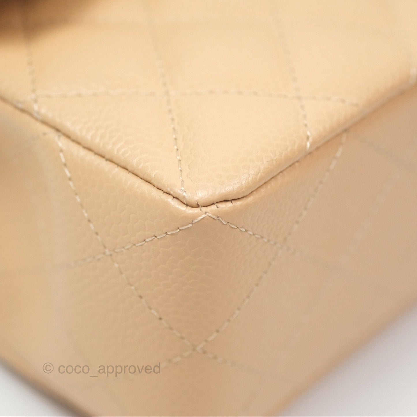 Chanel Classic Small S/M Quilted Flap Beige Caviar Gold Hardware