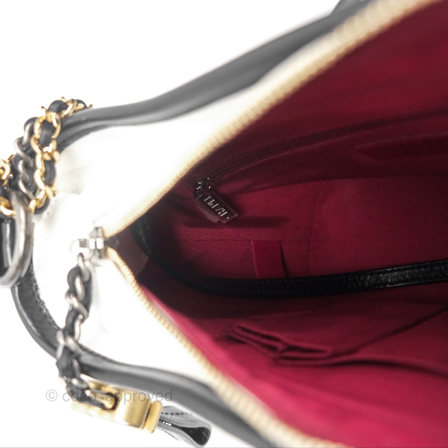 Chanel Small Gabrielle Hobo Quilted Black White Aged Calfskin