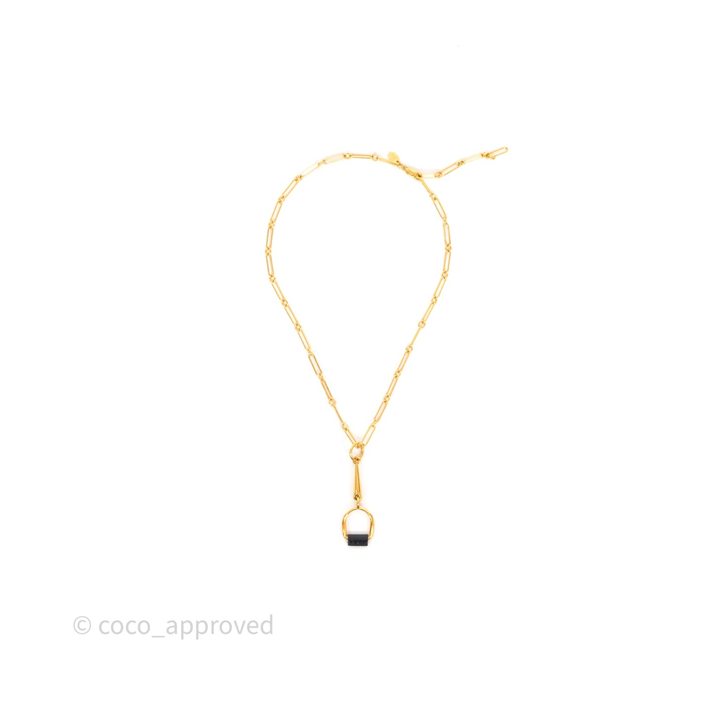 Hermès Heritage Equestre Pendant PM Noir 89 Gold Tone