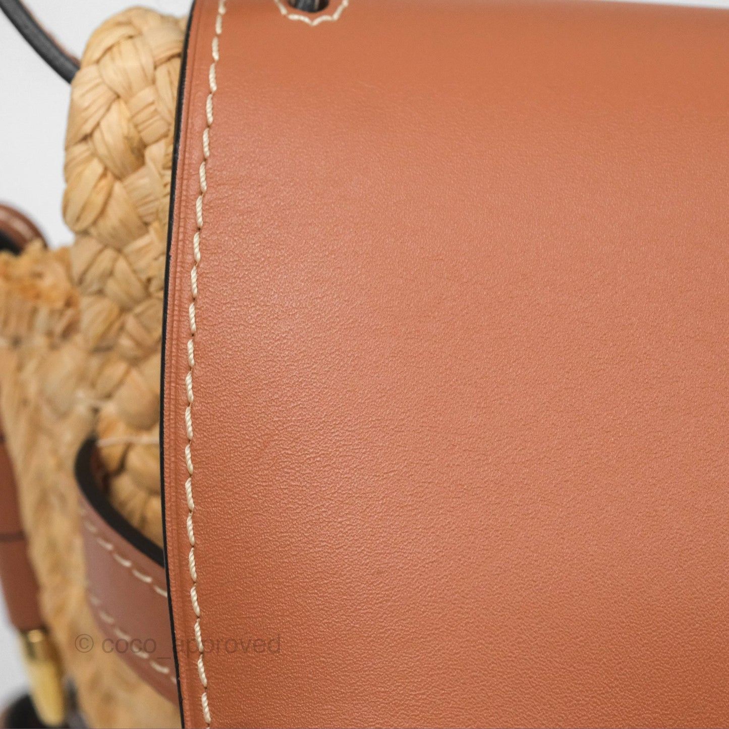 Loewe Small Raffia Gate Bag Smooth Calfskin in Tan