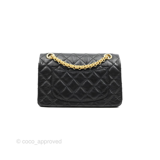 Chanel Mini Reissue 224 Black Aged Calfskin Gold Hardware
