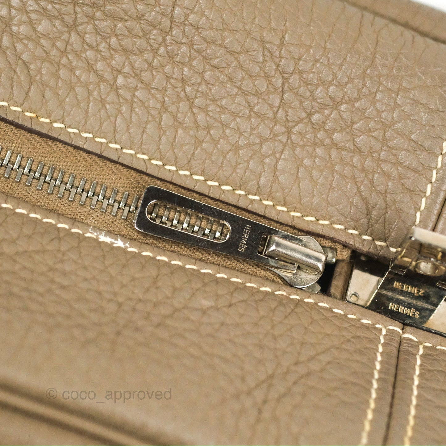 Hermes Victoria II 35 Bag Etoupe Clemence Palladium Hardware