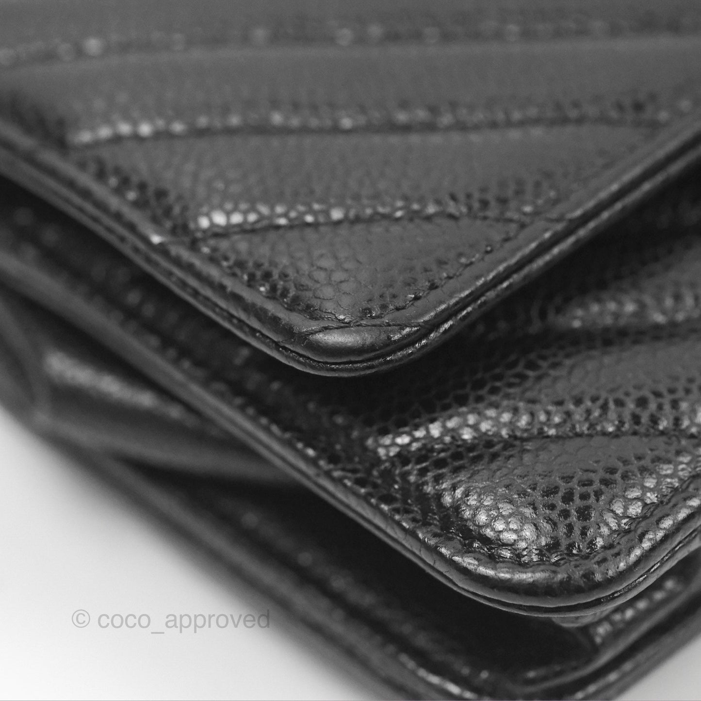 Chanel Classic Chevron Wallet on Chain WOC Black Caviar Silver Hardware