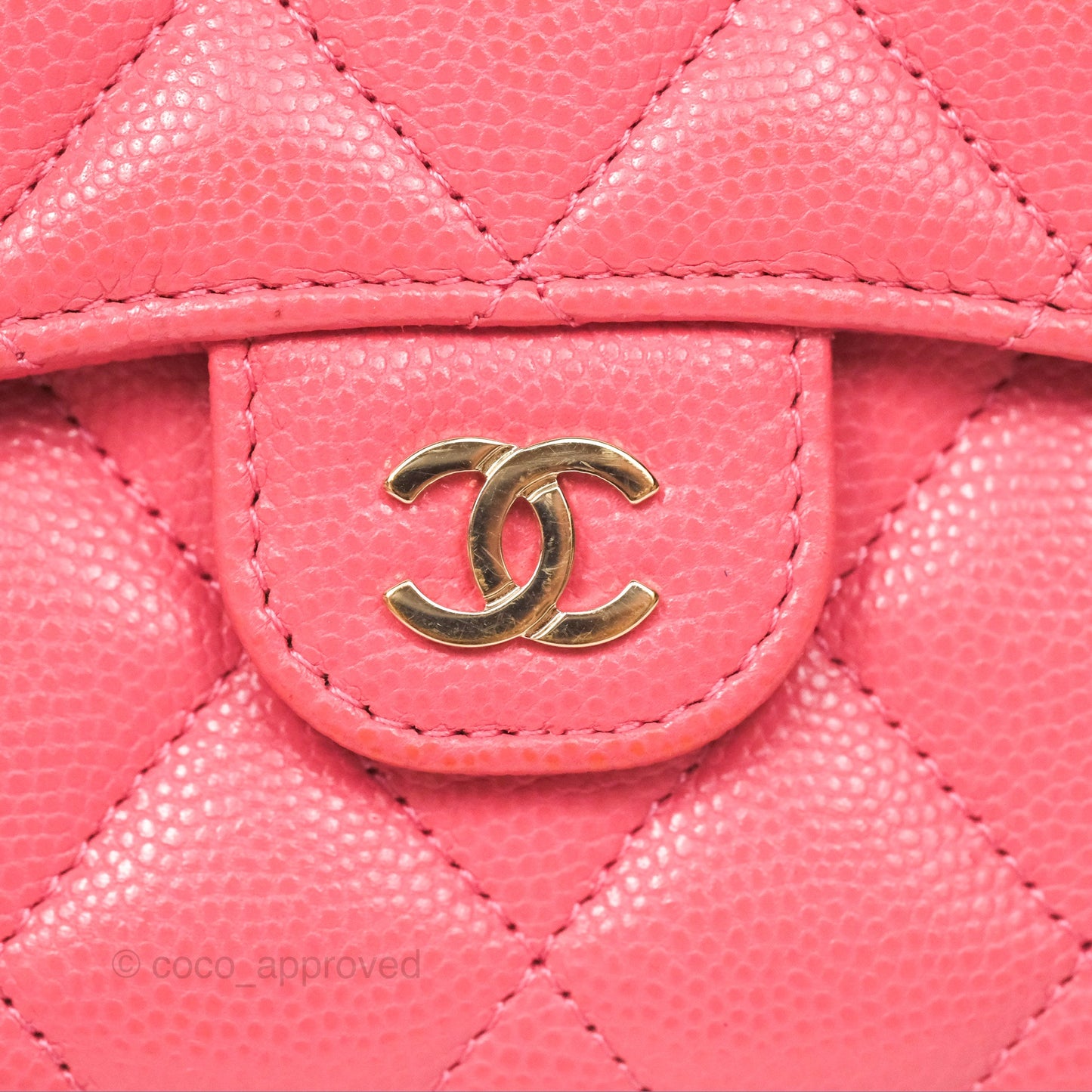 Chanel Classic Short Flap Wallet Pink Caviar Gold Hardware⁣