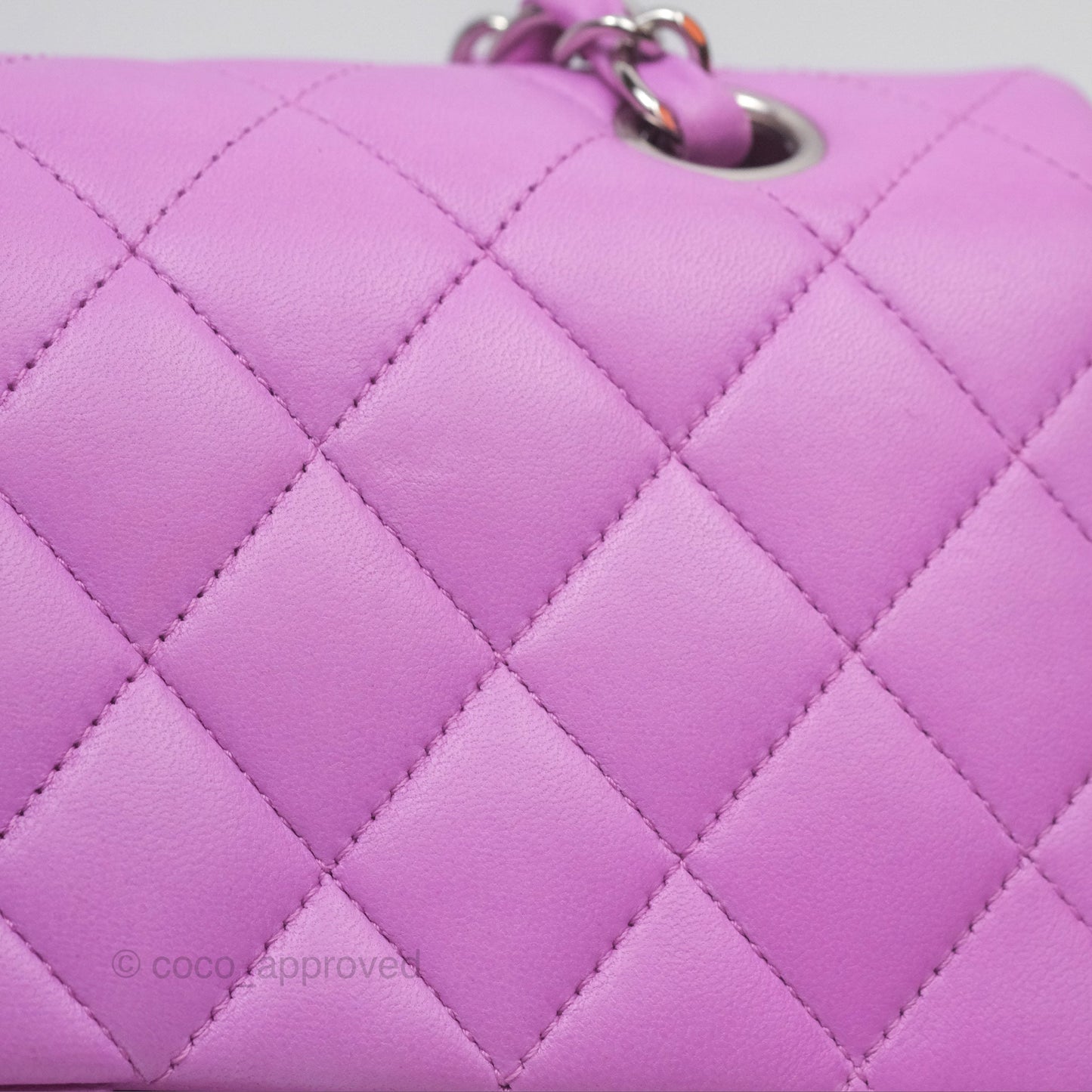Chanel Medium Classic Flap Quilted Purple Lambskin Silver Hardware