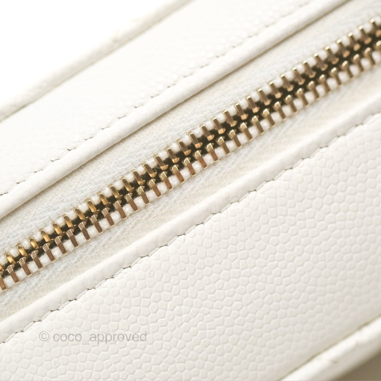 Chanel Mini Quilted Camera Case White Caviar Gold Hardware