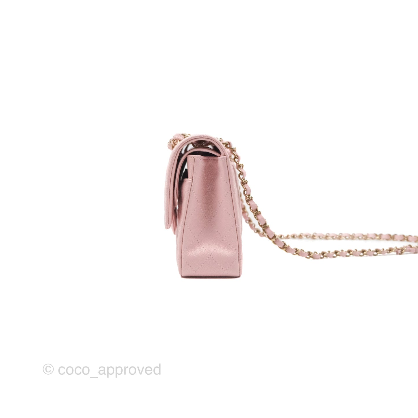 Chanel Medium Classic Flap Quilted Pink Caviar Gold Hardware
