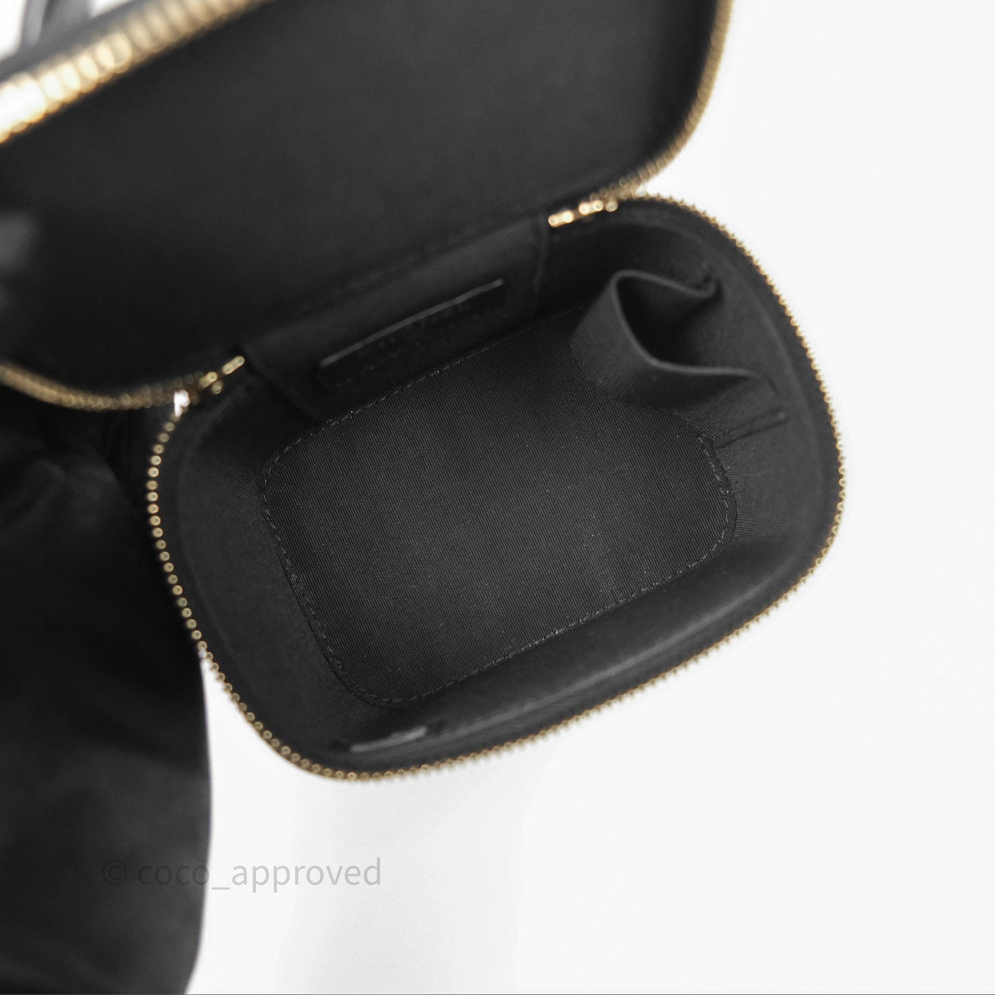 Chanel Mini Top Handle Vanity With Chain Black Lambskin Gold Hardware