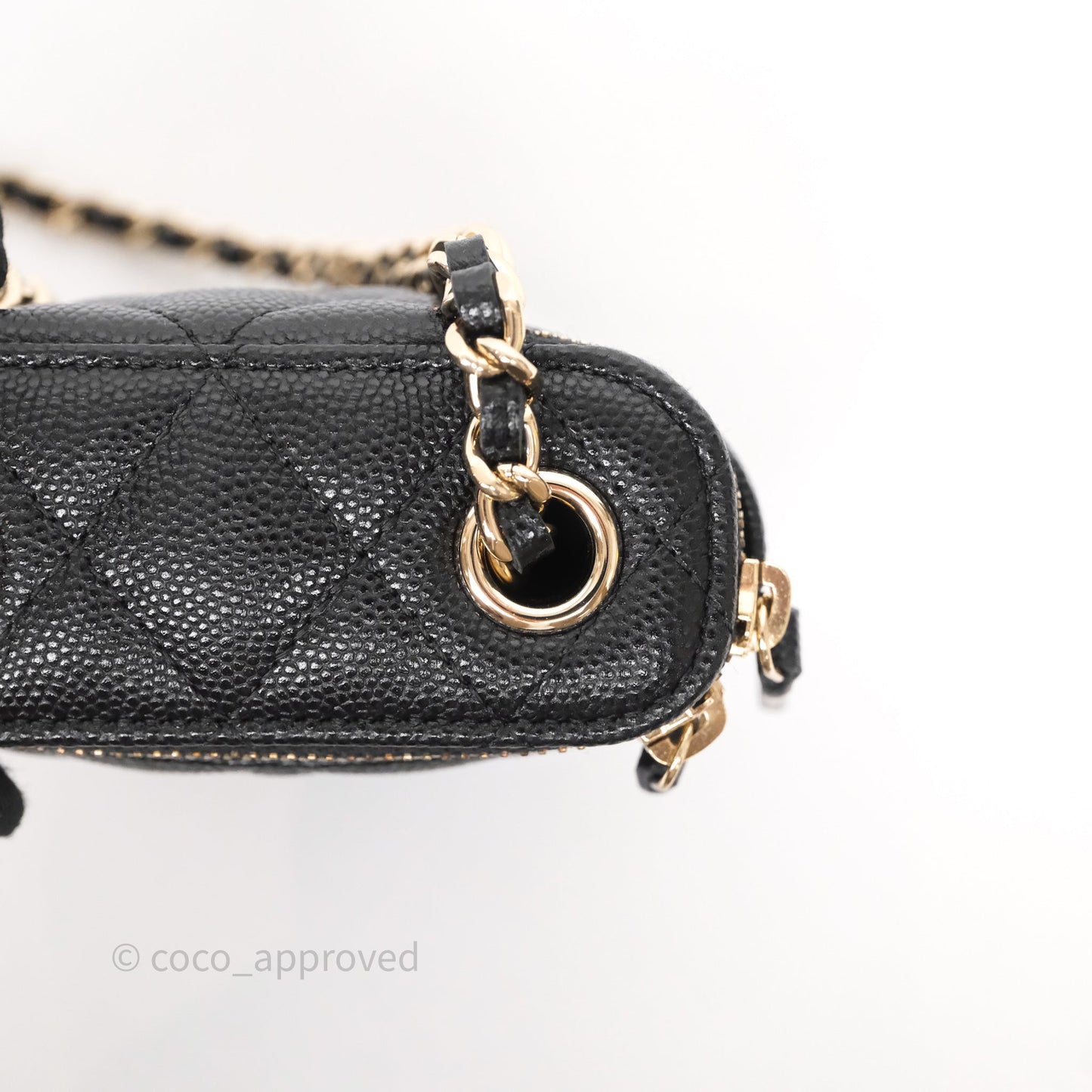 Chanel Classic Mini Vanity With Chain Black Caviar Gold Hardware