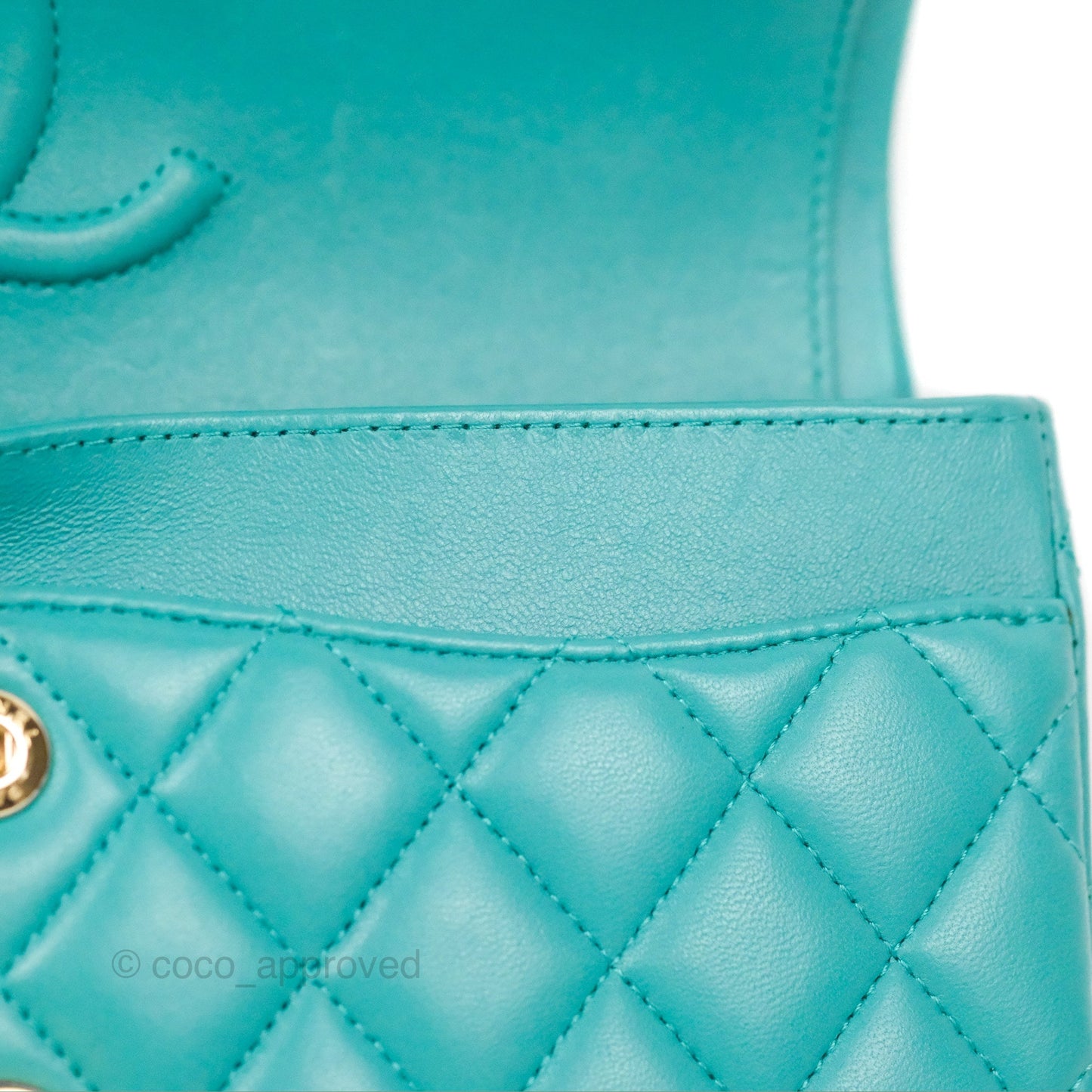 Chanel Small Classic Quilted Flap Turquoise Lambskin Gold Hardware