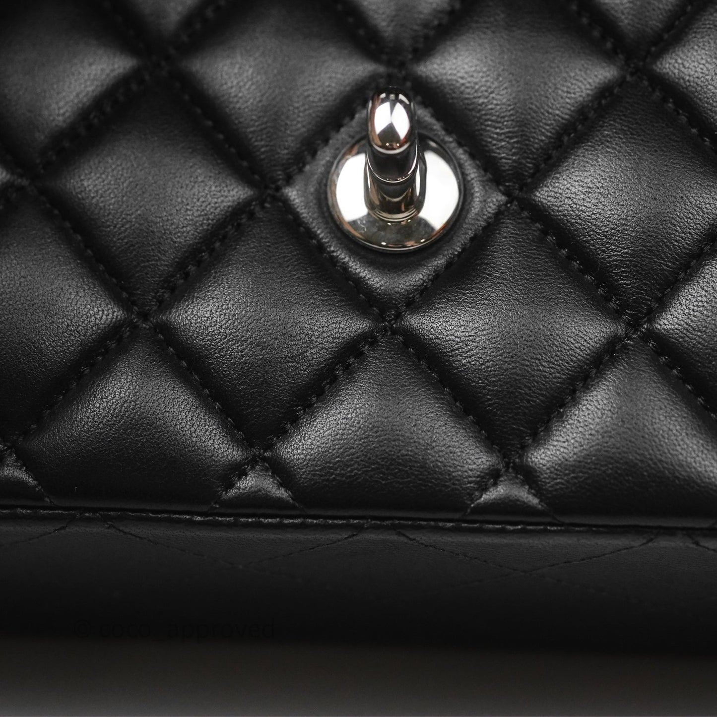 Chanel Classic M/L Medium Flap Quilted Black Lambskin Silver Hardware