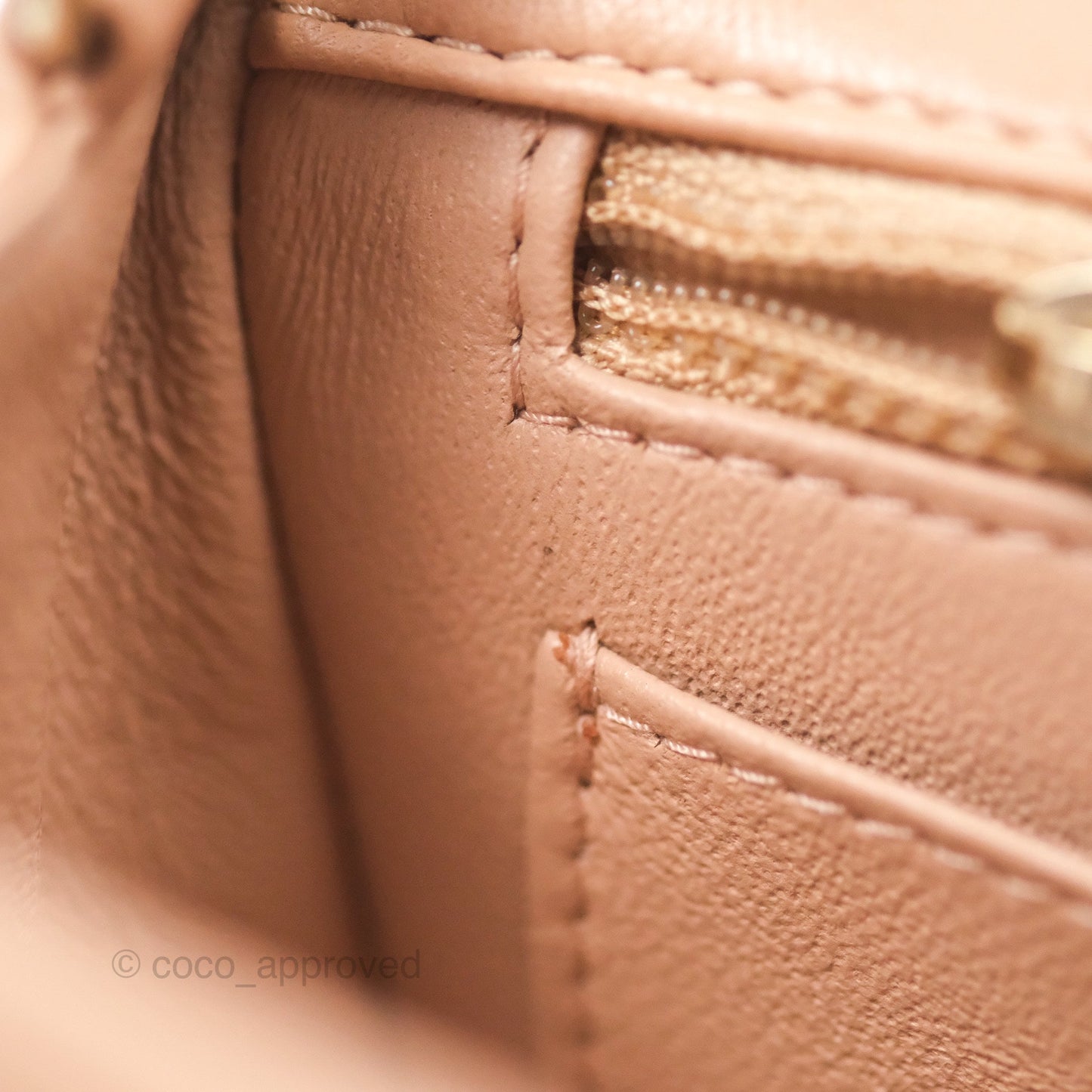 Chanel Quilted Mini Rectangular Flap Beige Lambskin Gold Hardware