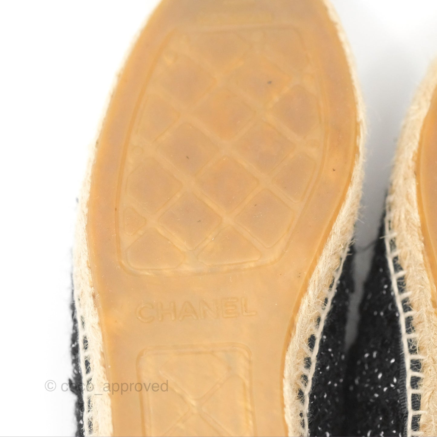 Chanel Espadrille Black Silver Tweed Size 37