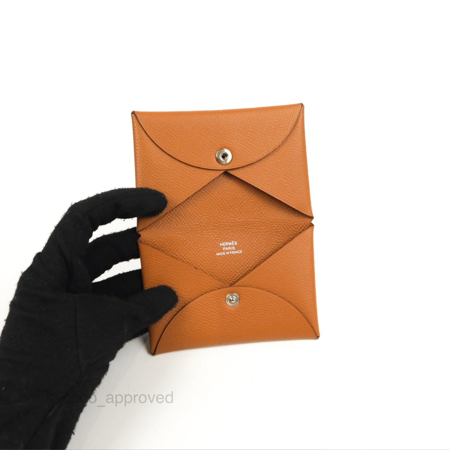 Hermès Calvi Card Holder Gold Epsom