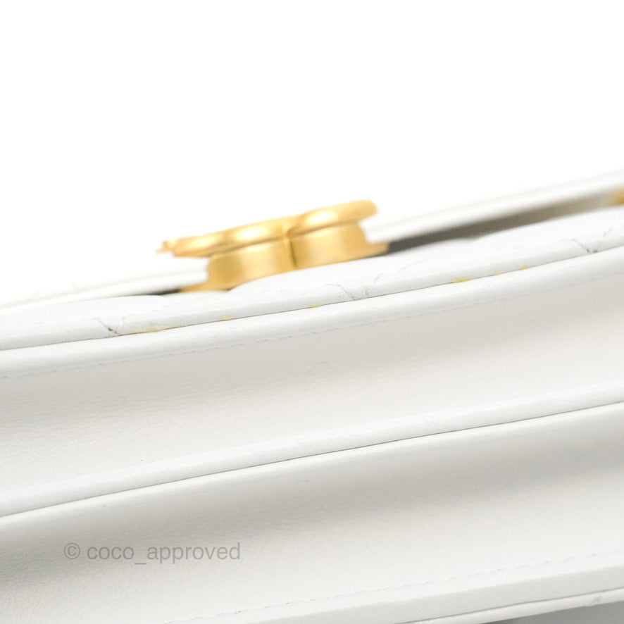 Chanel Mini Resin Chain Wallet on Chain WOC White Lambskin Gold Hardware