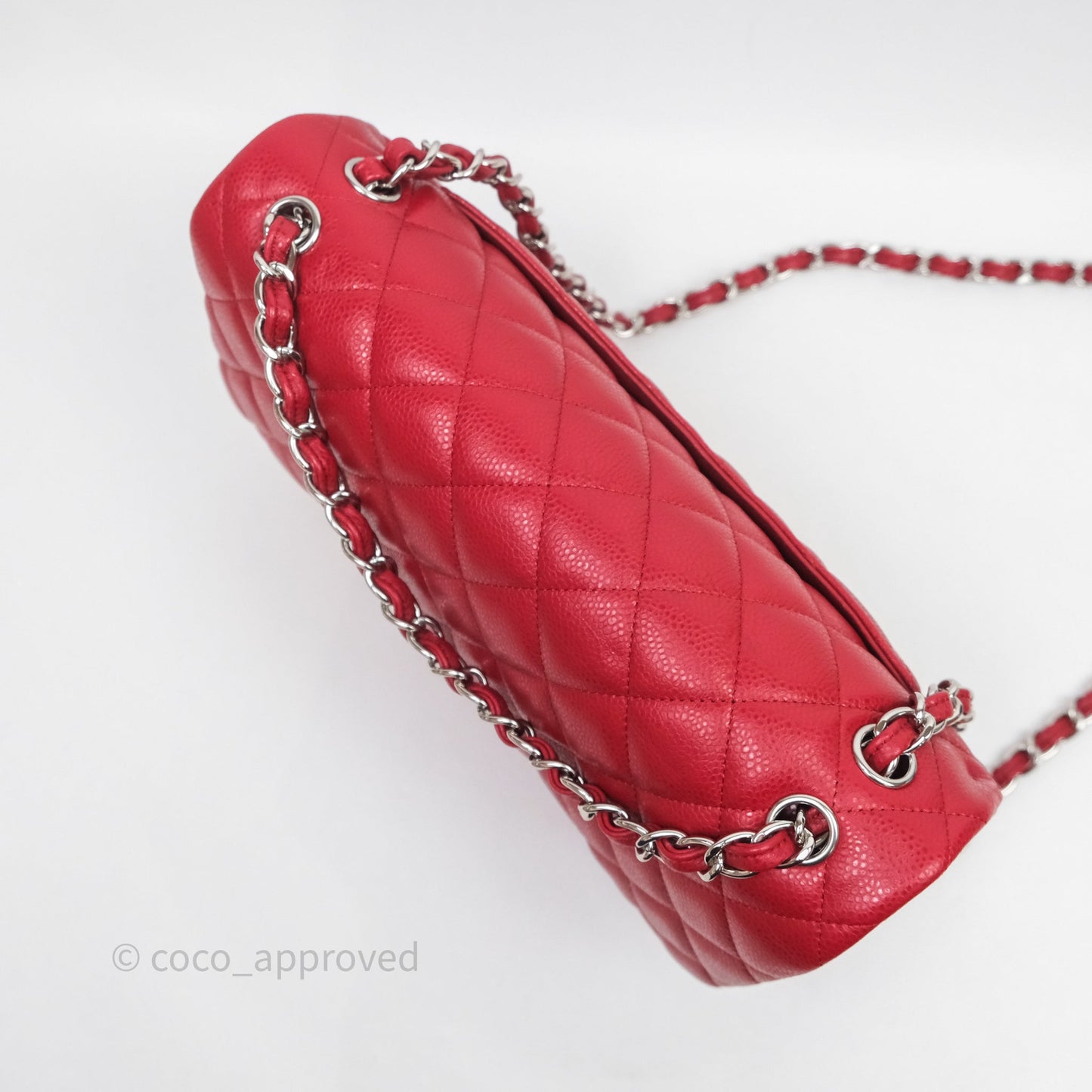 Chanel Jumbo Double Flap Red Caviar Silver Hardware⁣⁣