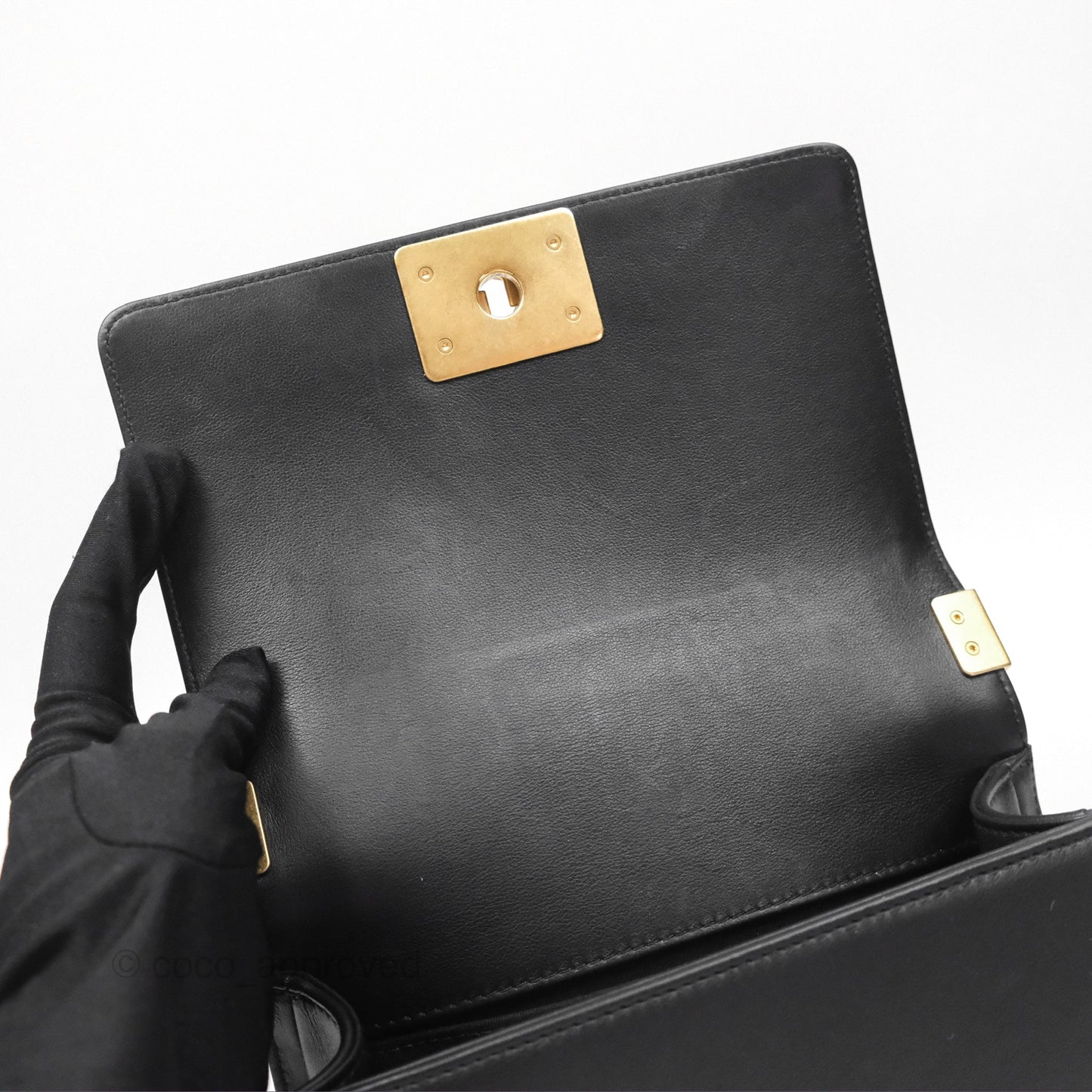Chanel Small Boy Black Lambskin Aged Gold Hardware