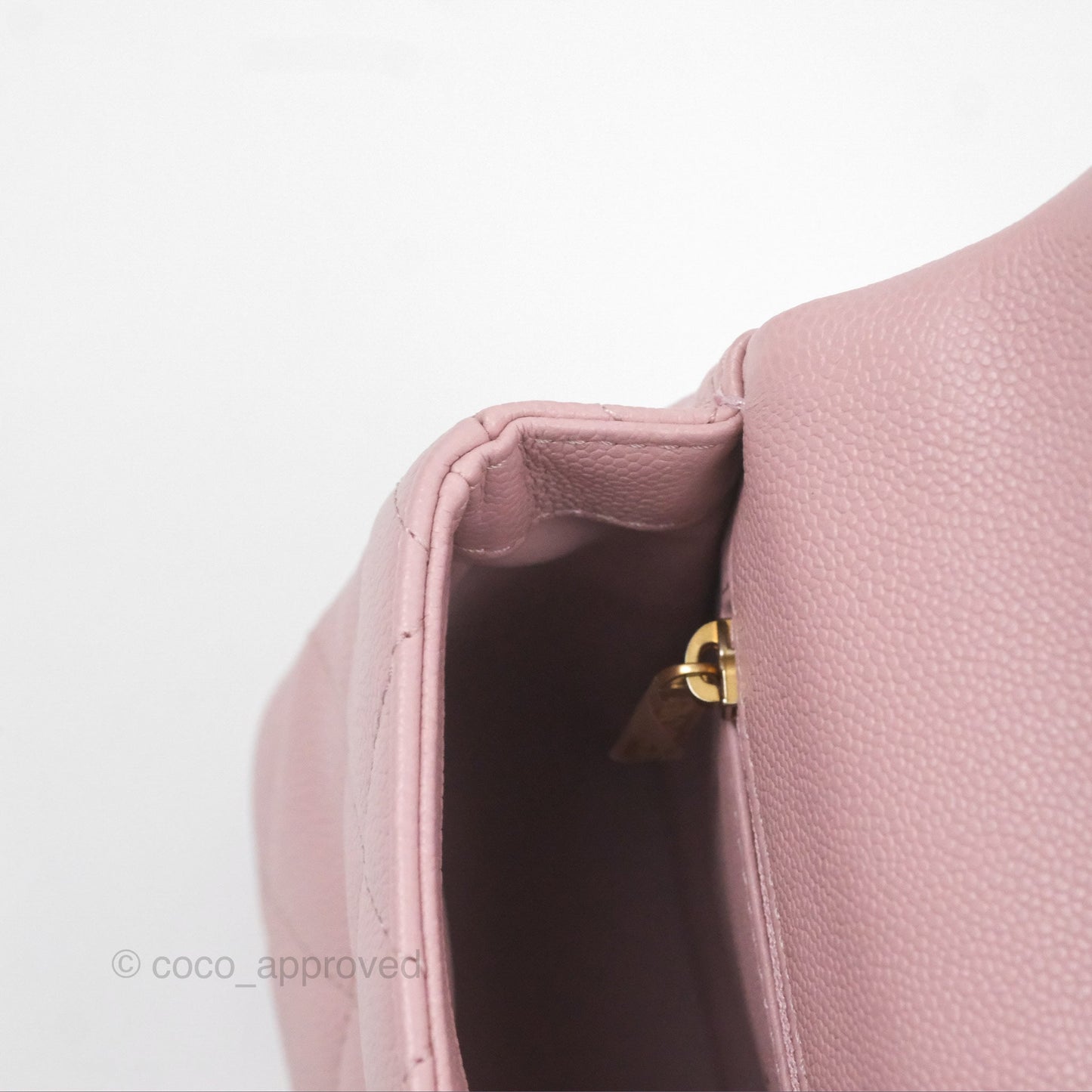 Chanel Mini Flap Bag Heart Adjustable Chain Dusty Pink Caviar Aged Gold Hardware