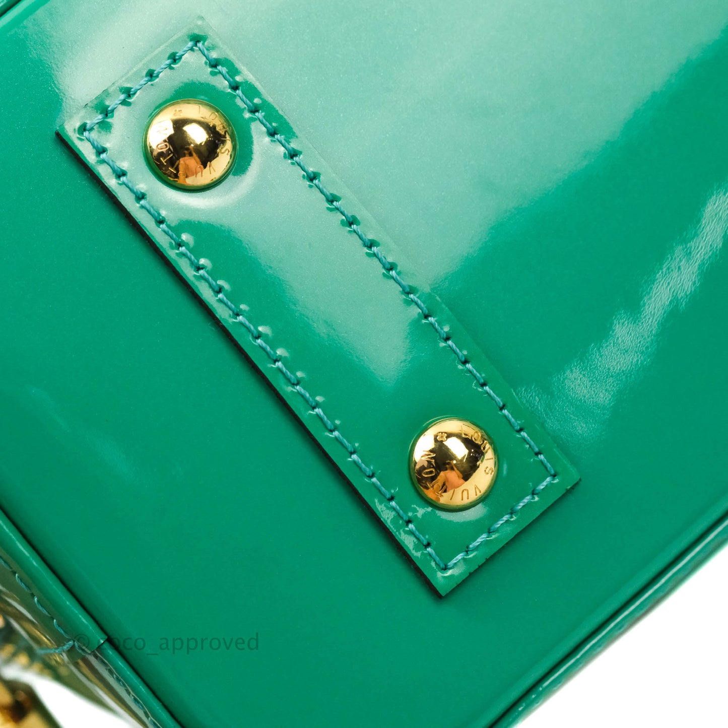 Louis Vuitton Alma BB Monogram Green Patent Gold Hardware
