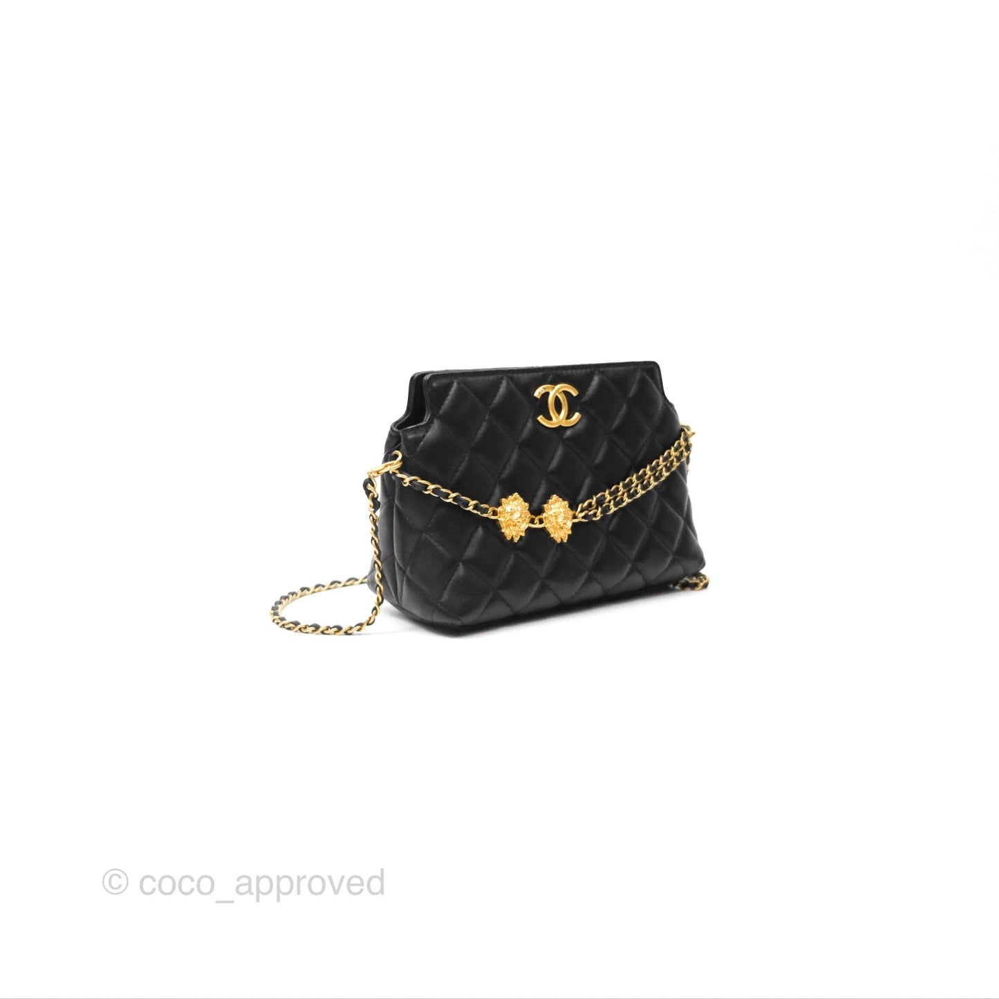 Chanel Clutch With Chain Black Lambskin Gold Hardware 23A