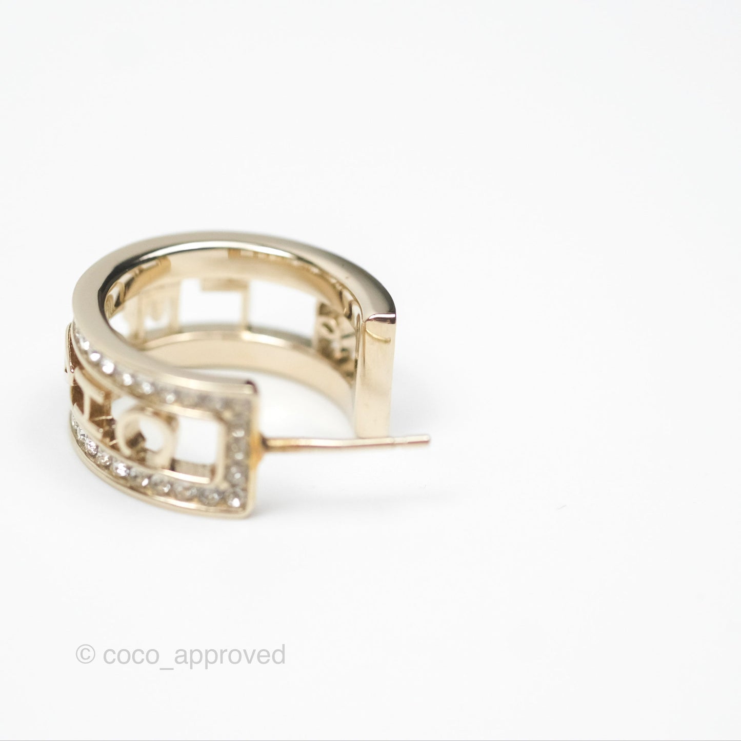 Chanel Logo Crystal Hoop Earrings Gold Hardware 21V