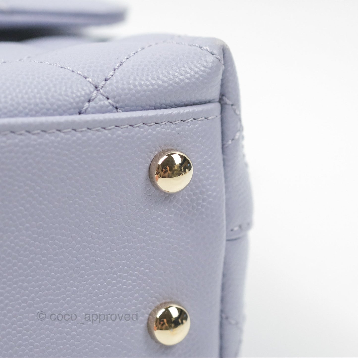 Chanel Small Coco Handle Quilted Purple Lilac Caviar Gold Hardware 21K